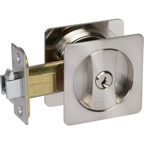 Delaney Hardware Contemporary Privacy Square Pocket Lock Satin Nickel In The Pocket Door Pulls