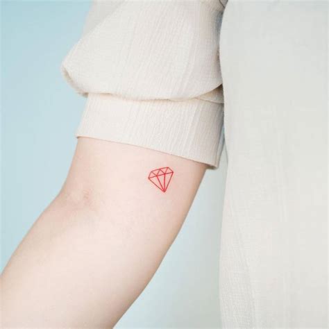 Minimalist Red Diamond Tattoo On The Inner Arm