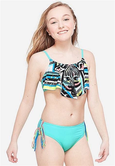 Zebra Flounce Bikini Justice Girls Bathing Suits Girls Swimsuits