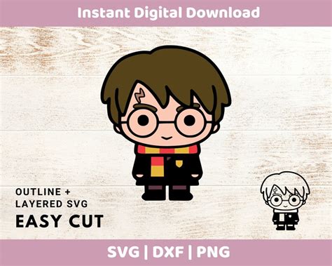 Chibi Harry Potter layered SVG/DXF/PNG for cricut cameo | Etsy