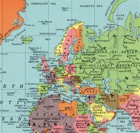 Digital Vintage Bright Colors World Map Printable Download Etsy