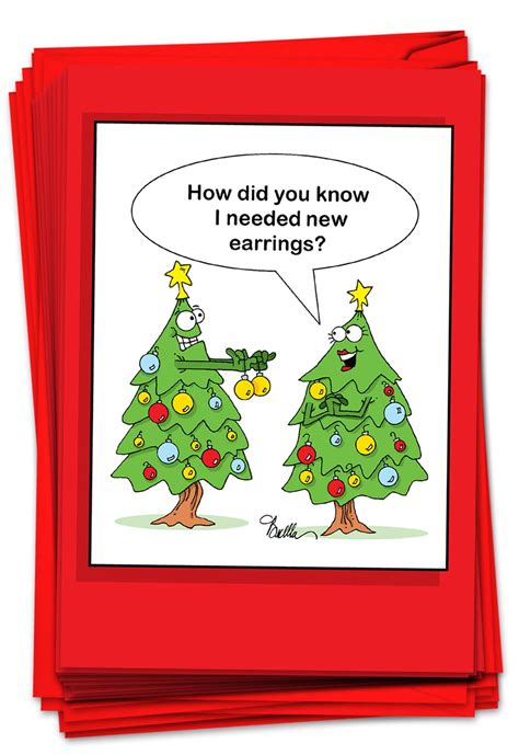 12 christmas greeting cards boxed funny xmas tree humor bulk holiday cards 1 design 12
