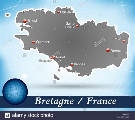 Bretagne In Frankreich Als Inselkarte Mit Abstraktem Hintergrund In