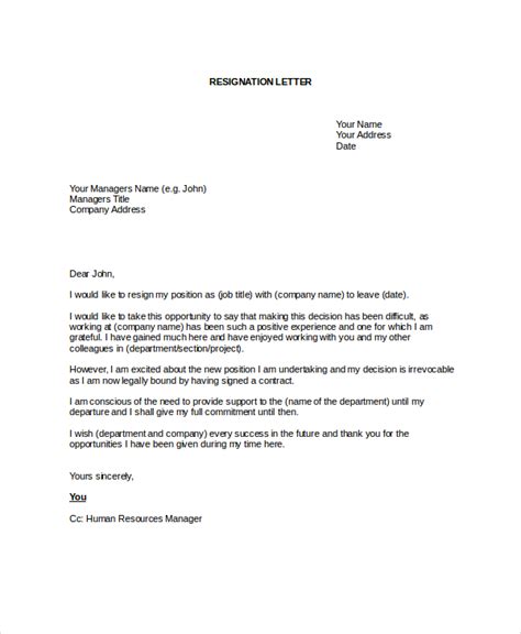 Best Resignation Letter Danetteforda