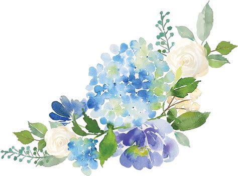 flower floral watercolor blue hydrangea bouquet flowers