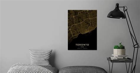 Toronto City Map Gold Poster By Mvdz Graphic Design Displate