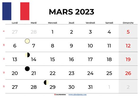 Calendrier Mars 2023 à Imprimer France Pdf Calendarena