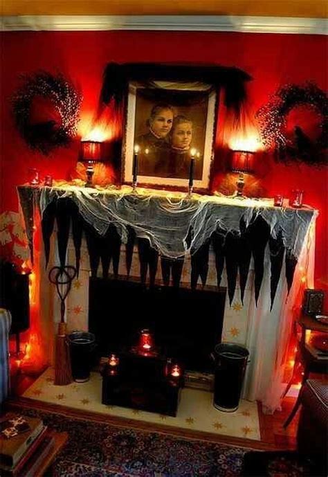 55 Gorgeous Halloween Living Room Décor Ideas Halloween Fireplace