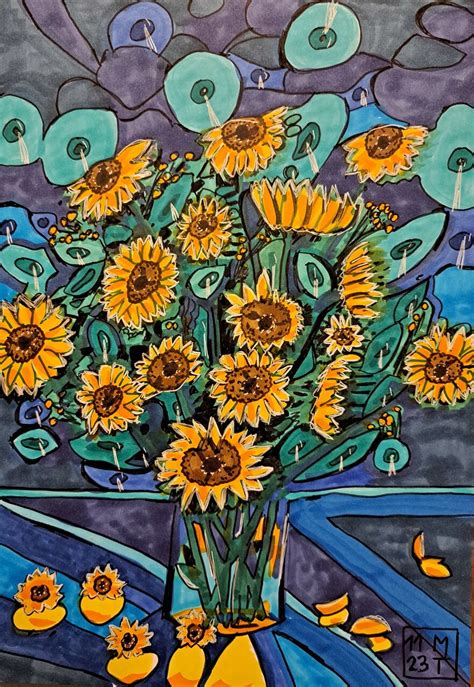 Sunflowers Blumen Blumenstrauß Vase Stillleben Von Mira Teichmann