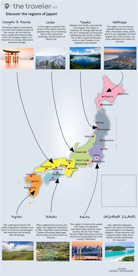 The regional divisions are used in many ways. Places to visit Japan: tourist maps and must-see attractions