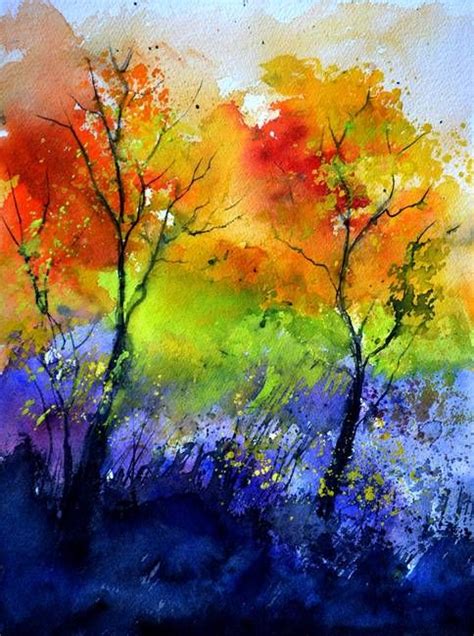 Autumn Watercolor By Pol Ledent Fall Watercolor Painting Tree Art