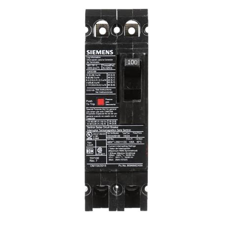 Siemens 100 Amp 2 Pole Type Ed 42 Ka Circuit Breaker Hed42b100 The