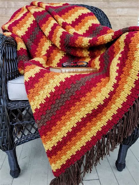 Crochet Fall Foliage Afghan Pattern Only Autumn Themed Throw Etsy