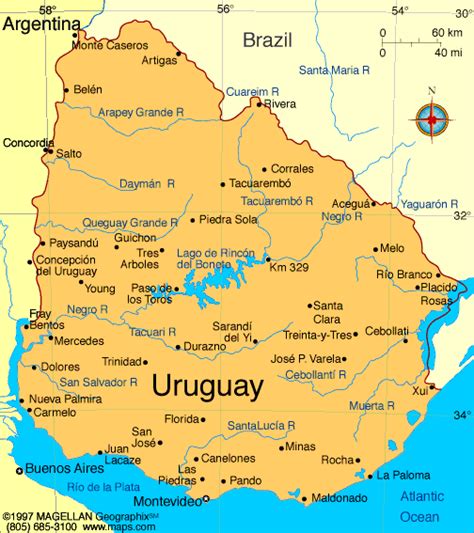 Die karte von uruguay zeigt die schöne landschaft eines der kleinsten. Uruguay Map