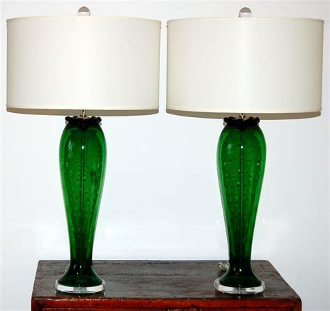 Vintage Murano Glass Table Lamps Green Swank Lighting