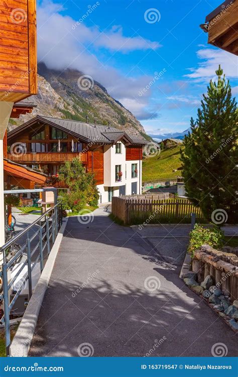 Houses In Zermatt Alpine Village Switzerland Stock Image Image Of
