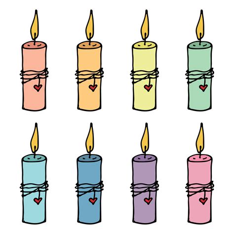 Burning Birthday Candle Set Single Doodle Illustration Hand Drawn