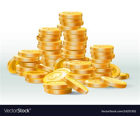 Golden Coins Pile Gold Coin Dollar Money Stack Vector Image