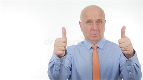 Businessman Image Make Double Thumbs Up Good Job Sign Stock Photo