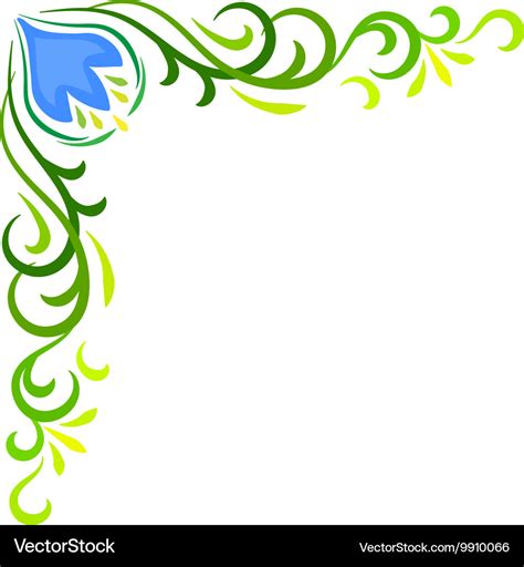 Doodle Color Abstract Flower Corner Frame Vector Image