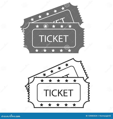 Vector Two Designed Cinema Tickets Close Up Top View Isolated On Stock