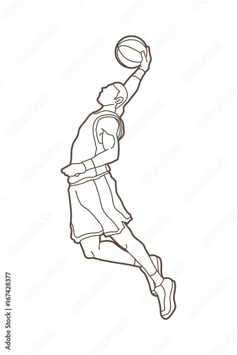 Basketball Player Dunking Outline Graphic Vector Stock Vector Adobe Stock