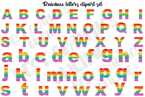 Rainbow Letter Clipart Set Colorful Abcs Graphic By Bestgraphicsonline