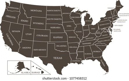 Highly Detailed Usa Map Vector Outlines Stock Vector Royalty Free Shutterstock