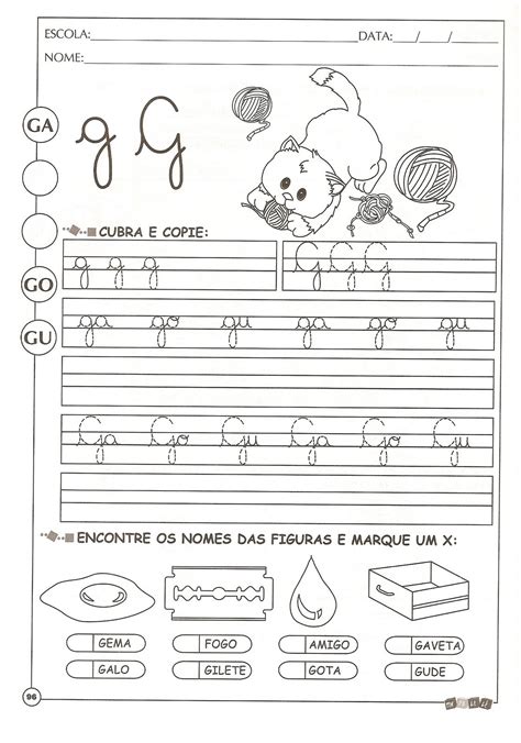 Atividades Letra G Cursiva Educação Infantil