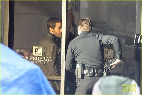 Jake Gyllenhaal Suits Up While Filming Bank Robbery Scene For