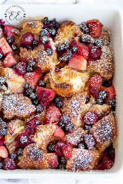 The Best Berry Croissant Bake With Mixed Berries And Powdered Sugar