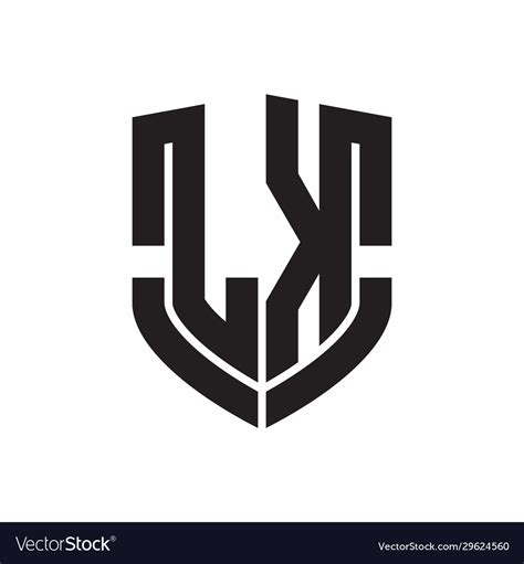 Lk Logo Monogram With Emblem Shield Shape Design Vector Image