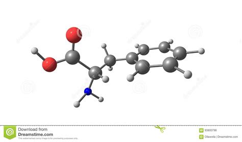 Estructura Molecular De La Fenilalanina Aislada En Blanco Stock De