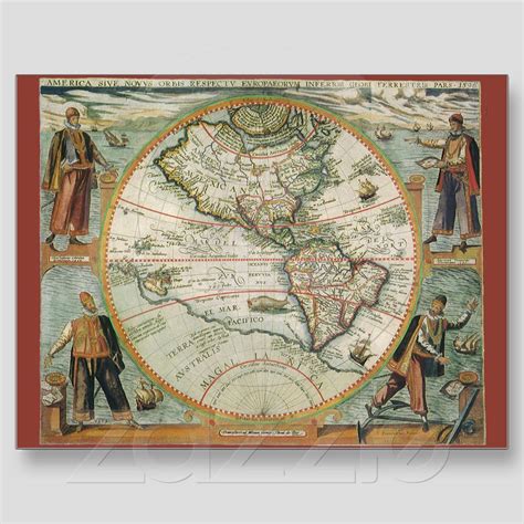 Mapa De Velho Mundo Antigo Dos Americas 1597 Antique World Map Old