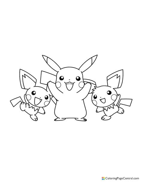 Pokemon Pikachu And Pichu Coloring Page Coloring Page Central