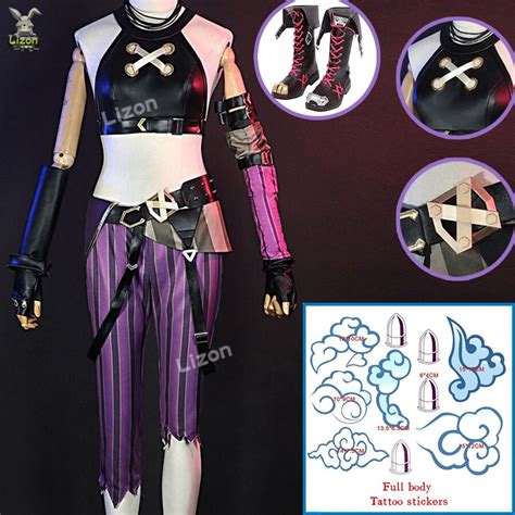 Lol Jinx Cosplay Costume Uniform Outfits With Tattoo Stickers Halloween