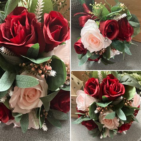 A Wedding Bouquet Of Artificial Pink And Burgundy Roses Abigailrose