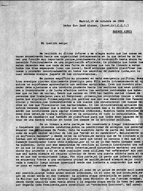 Carta De Perón A Alonso El Pensamiento Político Del General Infobae