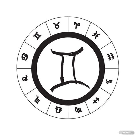 Round Gemini Zodiac Sign Clipart In Illustrator Download