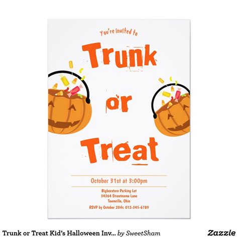 Trunk Or Treat Kids Halloween Invitation Halloween