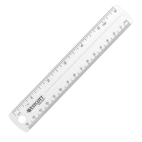 Westcott Shatterproof Plastic Ruler 6 Transparent 002 Lb For