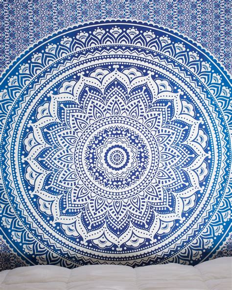 Hang 'em on walls, drape 'em on beds, divide a room, hide your secret stuff. Blue Ombre Tapestry | Tapestry, Mandala tapestry, Bohemian ...