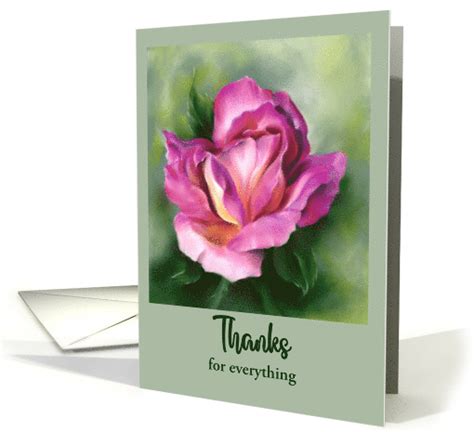 Thank You Rose Colorful Floral Pastel Art Personalized Card 1769800