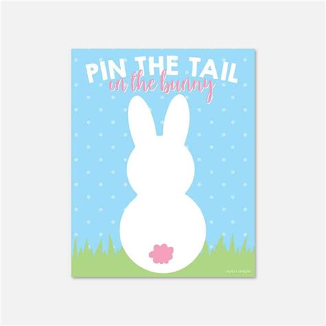 Printable Easter Party Pin The Tail On The Bunny Game Template Hadley