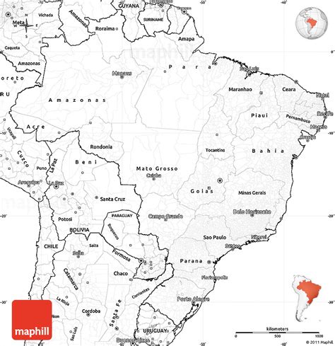Brazil Map Black And White