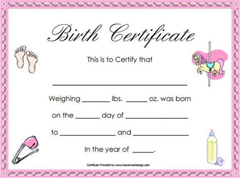 19 Birth Certificate Templates Word Excel And Pdf Pertaining To Fresh