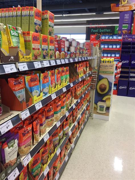 Instant Rice In The Grocery Store On A Retail Display Editorial Stock