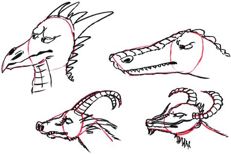 Drachen zeichnen lernen sowie Lindwürmer - Schritt für Schritt