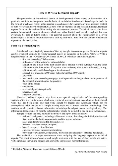 Pdf How To Write A Technical Report