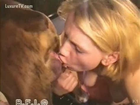 Blonde White Bitch Sucks Her Lewd Dogs Schlong Xxx Femefun